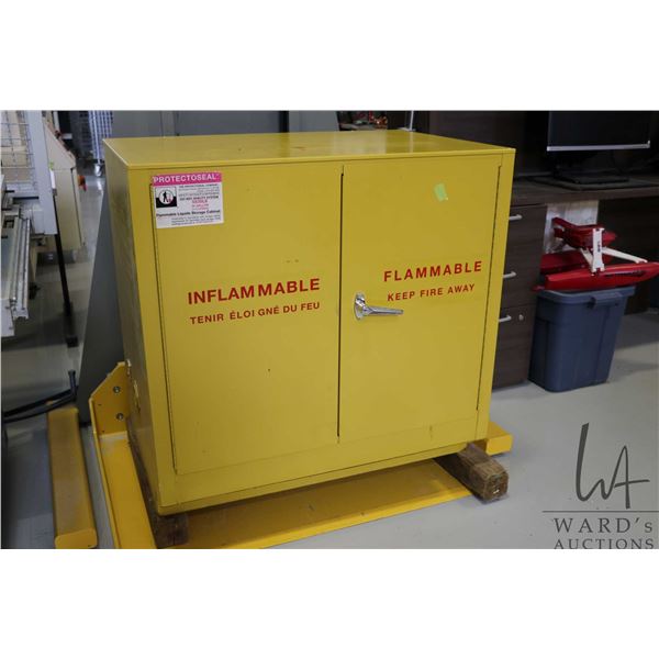 Two door flame resistant cabinet, 36"w x 37"h x 24"d. No key