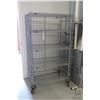 Image 1 : Heavy duty two door, lockable cabinet on castors, three shelves, 68"h x 38"w x 24"d.