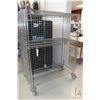Image 1 : Heavy duty two door, lockable cabinet on castors, one shelf, 68"h x 49"w x 25"d.