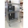 Image 1 : Heavy duty two door, lockable cabinet on castors, one shelf, 68"h x 52"w x 25"d.