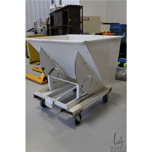 Yard-Mate forklift style self dumping hopper, 43"h x 43" x 39".