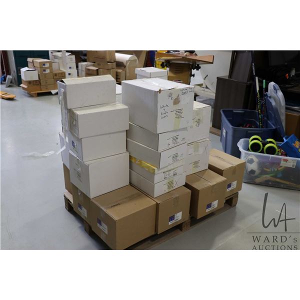 Pallet lot of envelopes,   Pallet was wrapped and stacked after lotting, previewing by photos only.