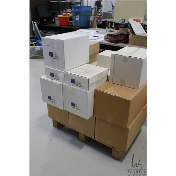 Pallet lot of envelopes.   Pallet was wrapped and stacked after lotting, previewing by photos only.