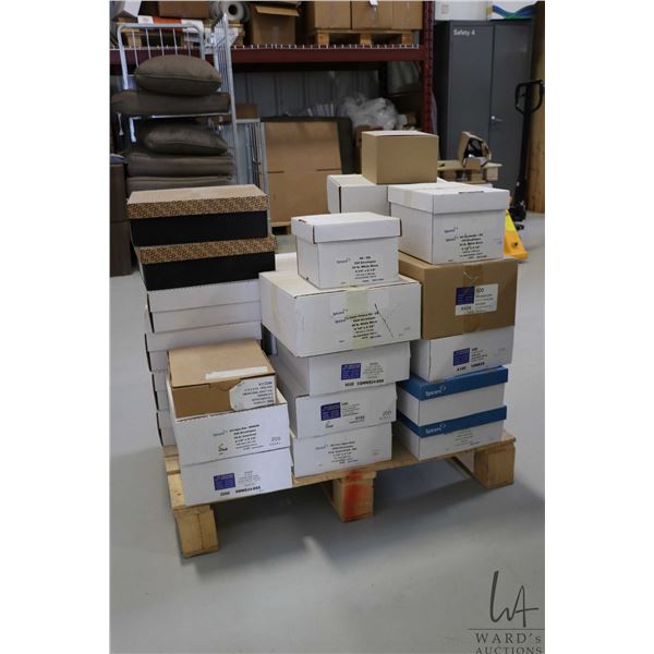 Pallet lot of envelopes.   Pallet was wrapped and stacked after lotting, previewing by photos only.