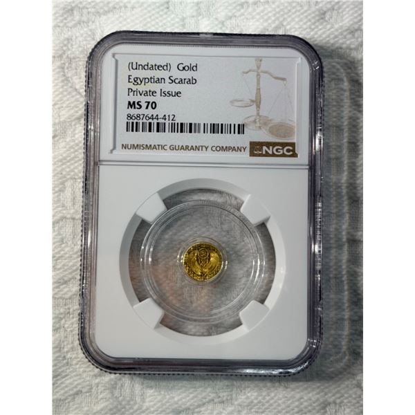 GOLD COIN: EGYPTIAN SCARAB - PRIVATE ISSUE - MS70