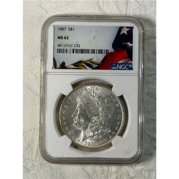 MORGAN SILVER DOLLAR - 1887 - MS62