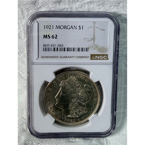 MORGAN SILVER DOLLAR - 1921 - MS62