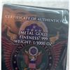 Image 4 : USA EAGLE ARMY CARD FRACTIONAL GOLD BAR BULLION - .999 FINE GOLD
