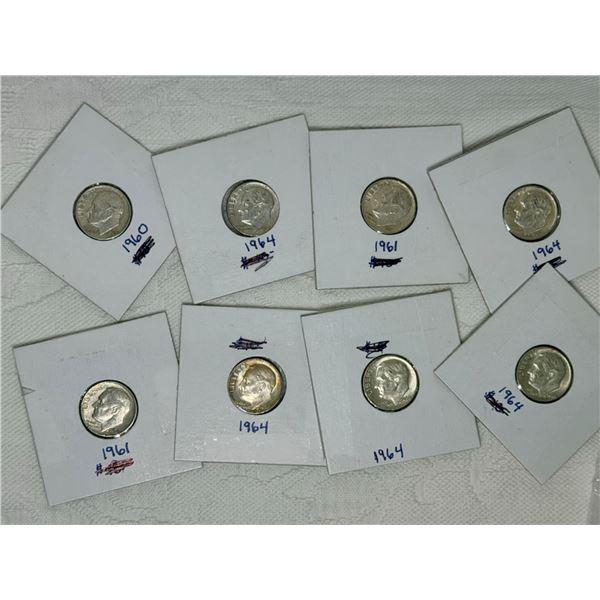 ROOSEVELT SILVER DIMES - LOT OF 8