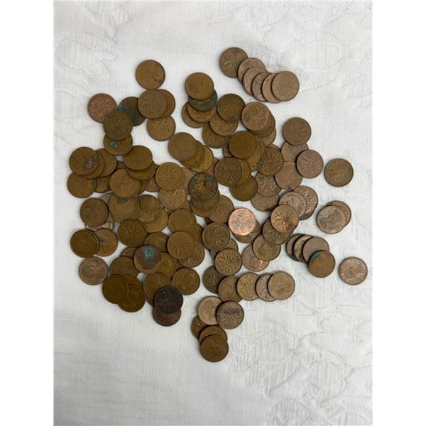 CANADIAN PENNIES - LOT (SEE LOT 44 FOR A BOOK YOU CAN PUT THESE IN)