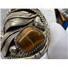 Image 13 : NATIVE AMERICAN CUFF BRACELET WITH TIGER'S EYE STONES; HANDCRAFTED