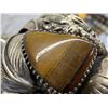 Image 14 : NATIVE AMERICAN CUFF BRACELET WITH TIGER'S EYE STONES; HANDCRAFTED