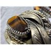 Image 15 : NATIVE AMERICAN CUFF BRACELET WITH TIGER'S EYE STONES; HANDCRAFTED