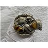Image 3 : NATIVE AMERICAN CUFF BRACELET WITH TIGER'S EYE STONES; HANDCRAFTED