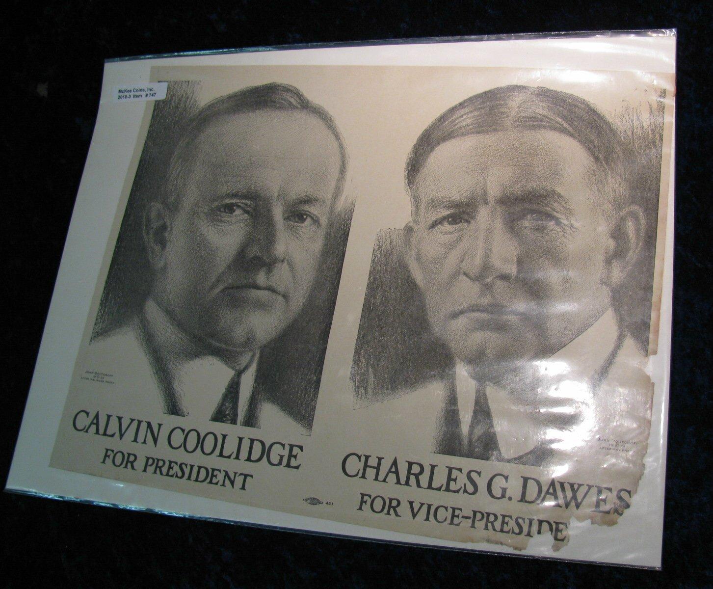 747. 1924 Campaign Poster "Calvin Coolidge for President Charles G.