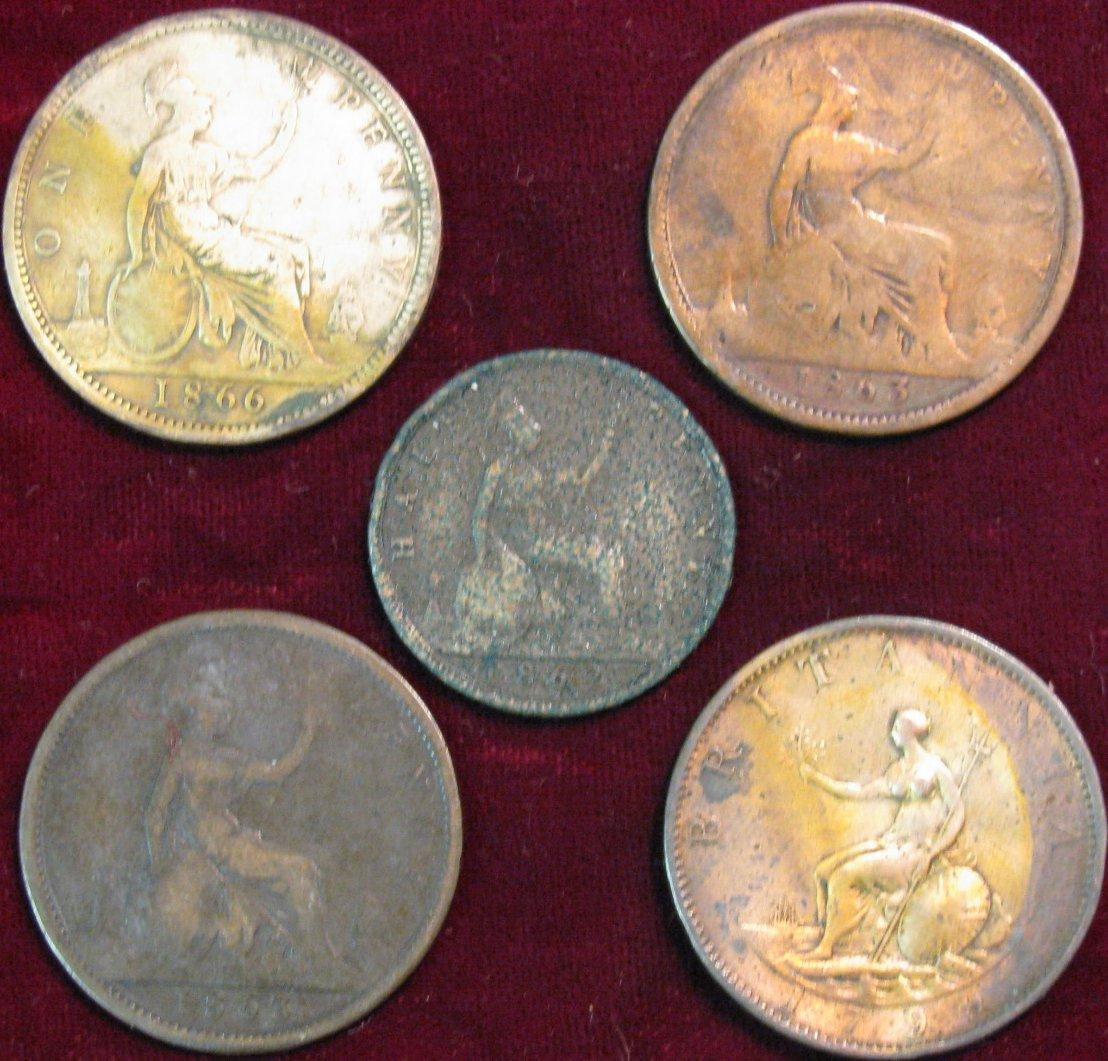 1500. (4) British Copper Penny & 1/2 Pennies Back to 1799