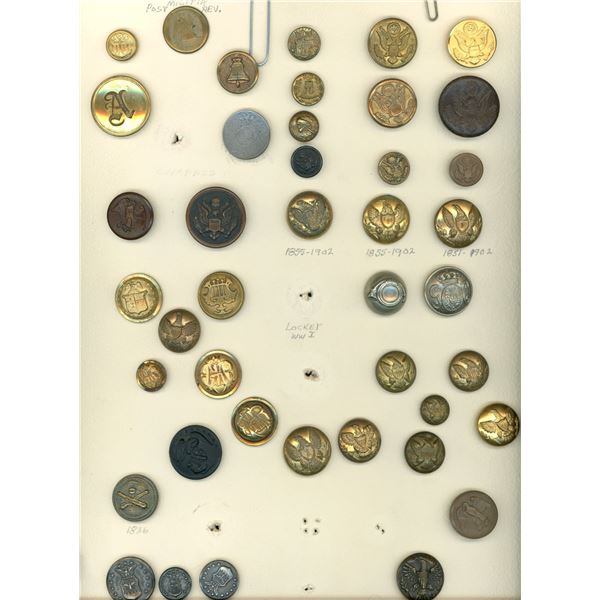 A CARD OF DIVISION ONE UNIFORM BUTTONS