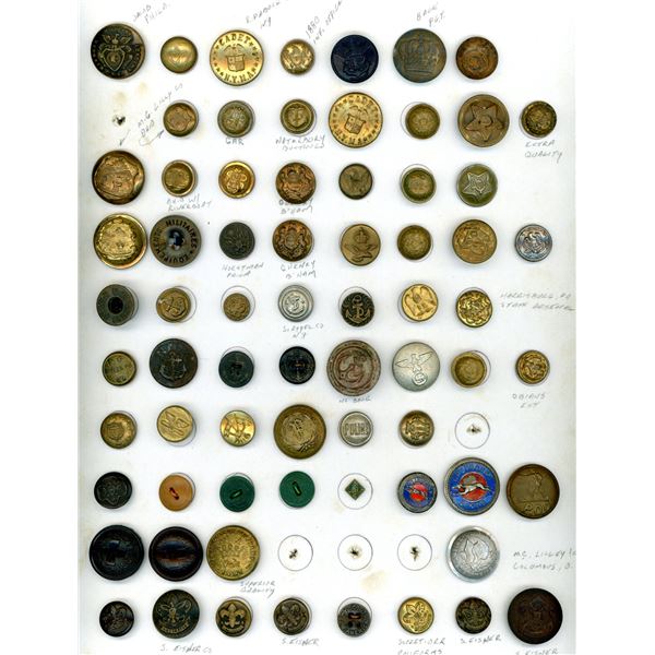 A CARD OF DIVISION ONE UNIFORM BUTTONS