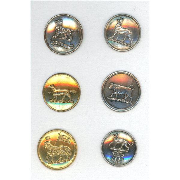 A SMALL CARD OF DIVISION ONE LIVERY BUTTONS