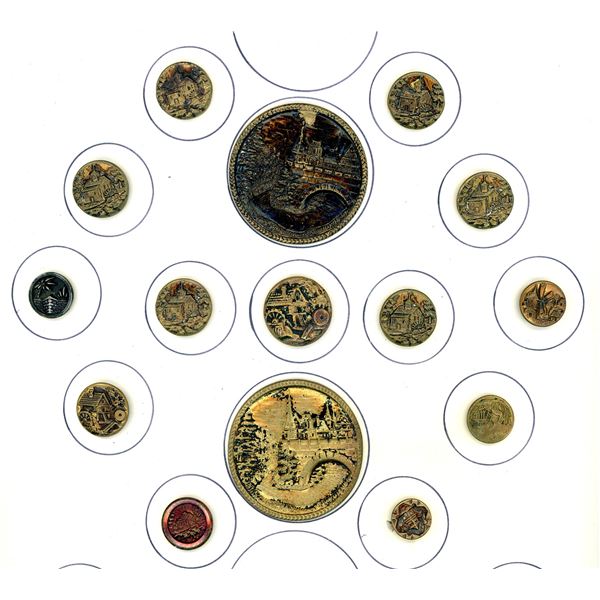 A PARTIAL CARD OF DIVISION ONE ARCHITECTURAL BUTTONS