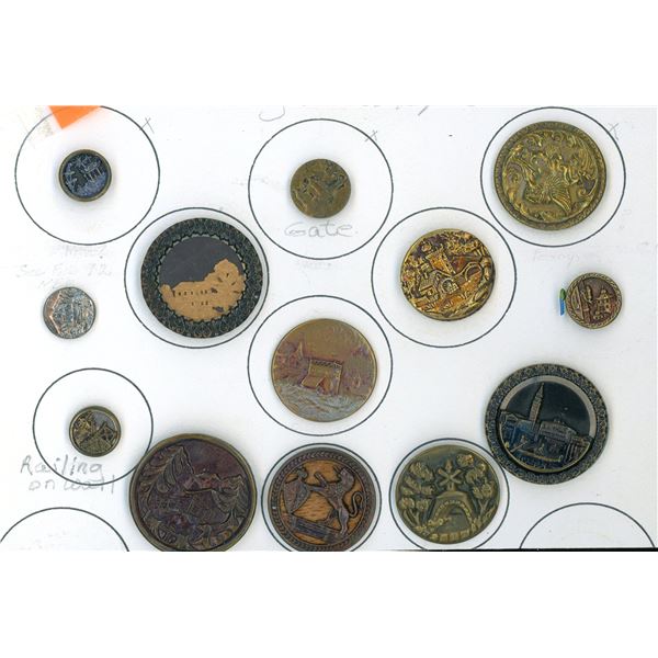 A PARTIAL CARD OF DIVISION ONE ARCHITECTURAL BUTTONS