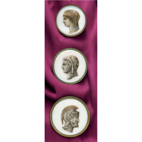 A SMALL CARD OF DIVISION  ONE PORCELAIN BUTTONS