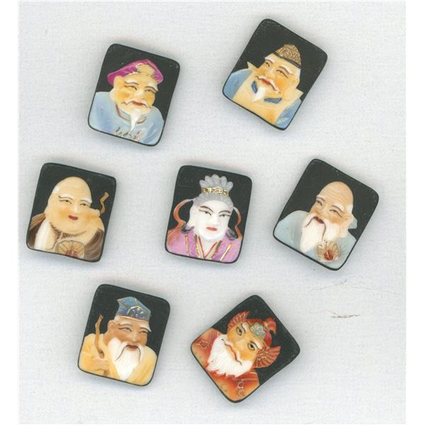 A SET OF DIVISION THREE PORCELAIN PICTORIAL BUTTONS