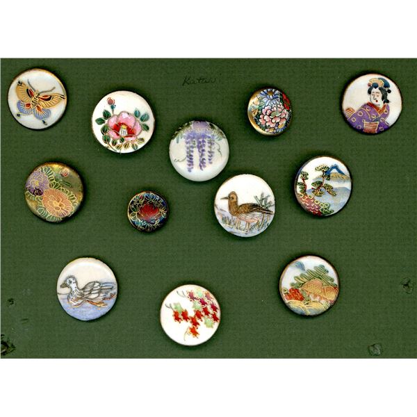 A SMALL CARD OF DIVISION THREE SATSUAM BUTTONS