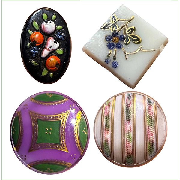 A SMALL CARD OF DIVISION ONE GLASS BUTTONS