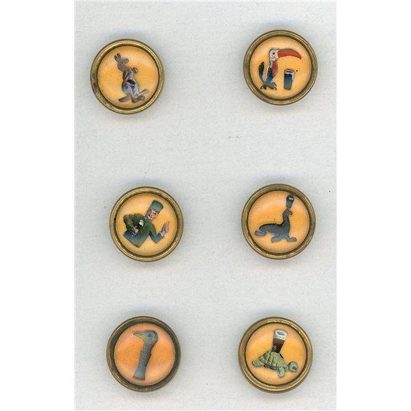 A SMALL CARD OF BRAND RELATED ADVERTISING BUTTONS