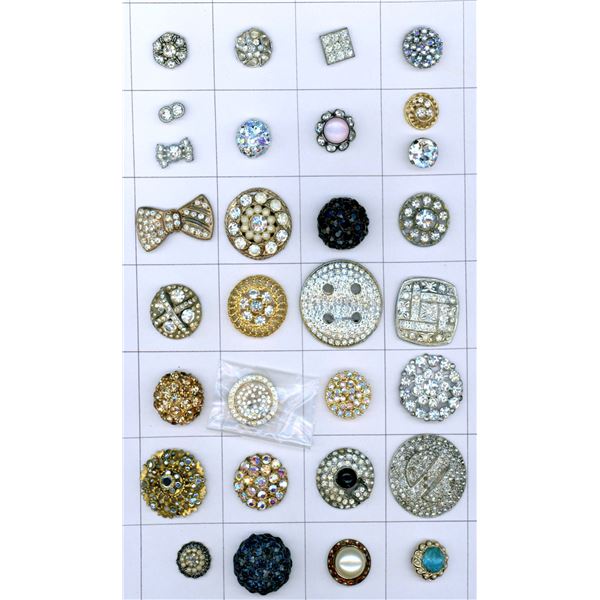 A CARD OF DIVISION 1  & 3 "GLITZY" BUTTONS