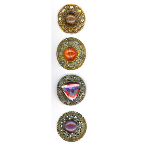 A SMALL CARD OF DIVISION ONE LARGE JEWLED BUTTONS
