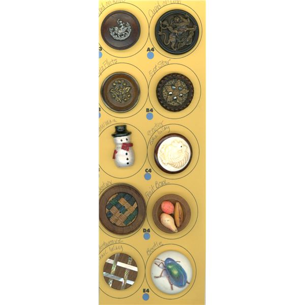 A PARTIAL CARD OF DIVISION 1 & 3 WOOD BUTTONS