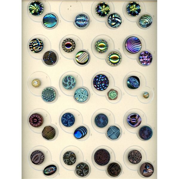 2 CARDS OF DIVISION THREE GLASS BUTTONS