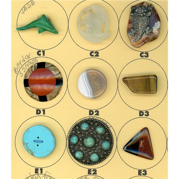 A PARTIAL CARD OF DIVISION 1 & 3 GEMSTONE BUTTONS