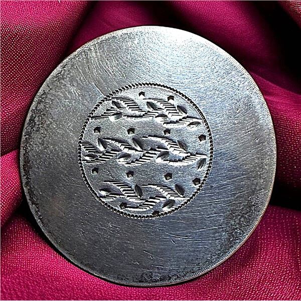 A DIVISION ONE HAND TOOLED COPPER BUTTON