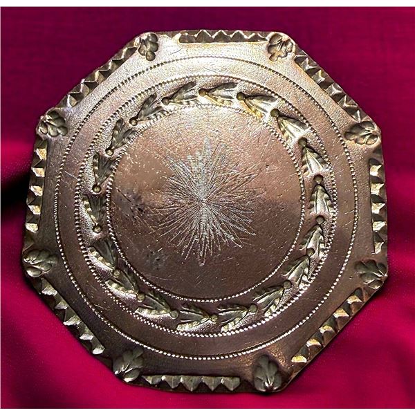 A DIVISION ONE SHAPED COPPER ENGRAVED BUTTON