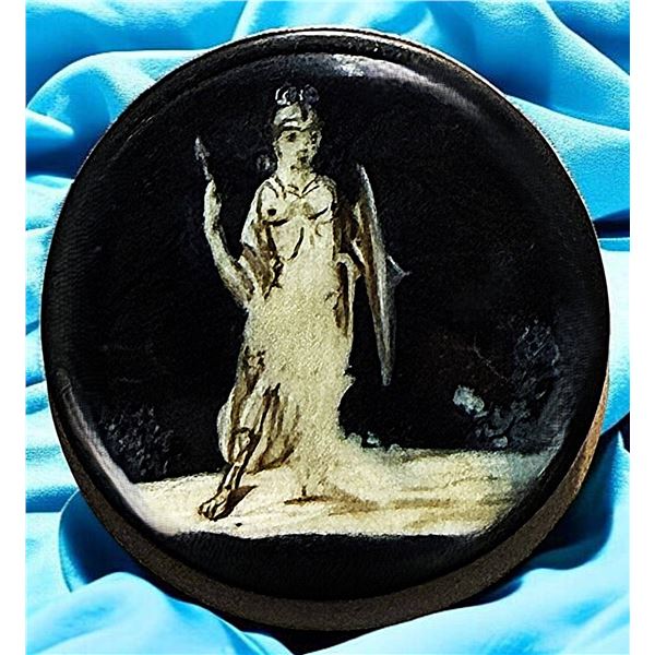 A HAND PAINTED DIVISION ONE FIGURAL BUTTON