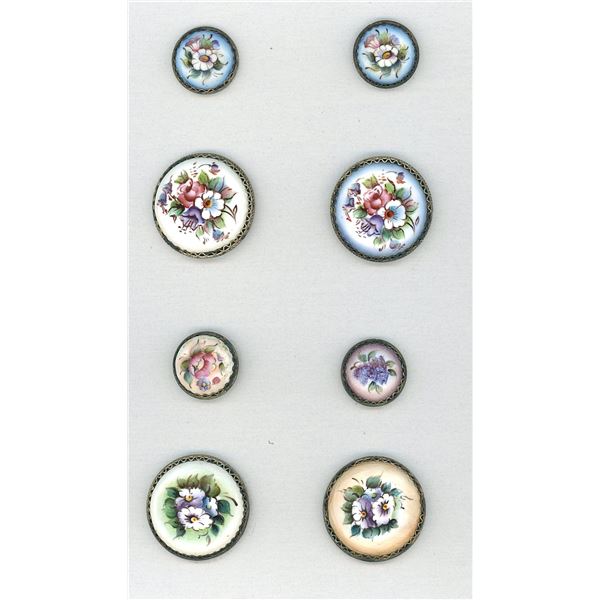 A SMALL CARD OF DIVISION THREE ENAMEL BUTTONS