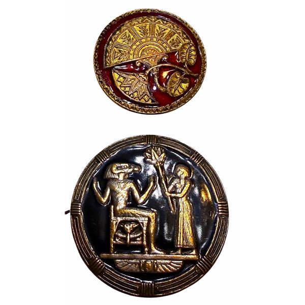 A SMALL CARD OF DIVISION ONE EGYPTIAN THEME BUTTONS