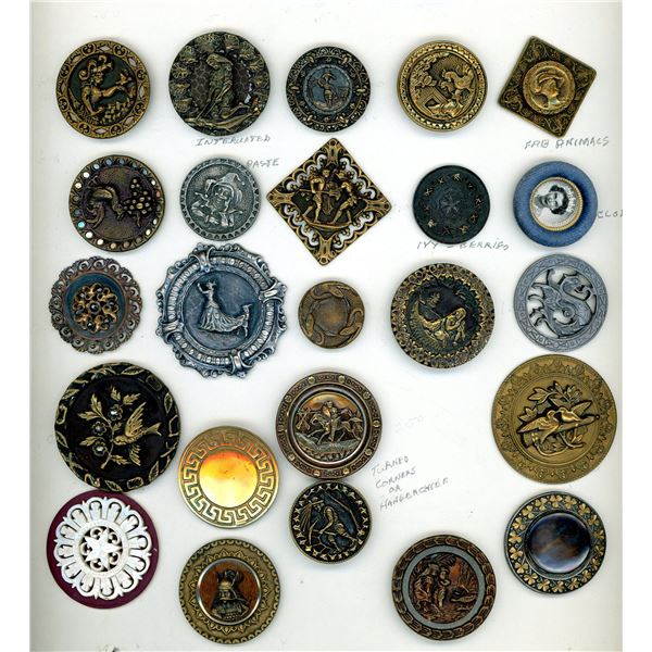 A CARD OF DIVISION 1 & 3 ASSORTED PICTORIAL BUTTONS
