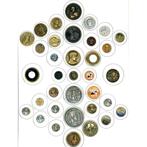 A CARD OF DIVISION ONE AND THREE PICTURE BUTTONS