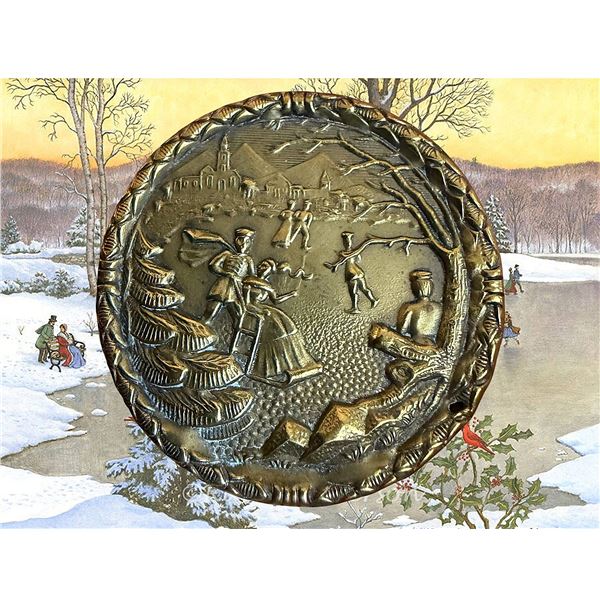 A DIVISION ONE BRASS BUTTON OF SKATERS
