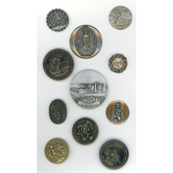 A SMALL CARD OF DIVISION ONE AND THREE PICTURE BUTTONS