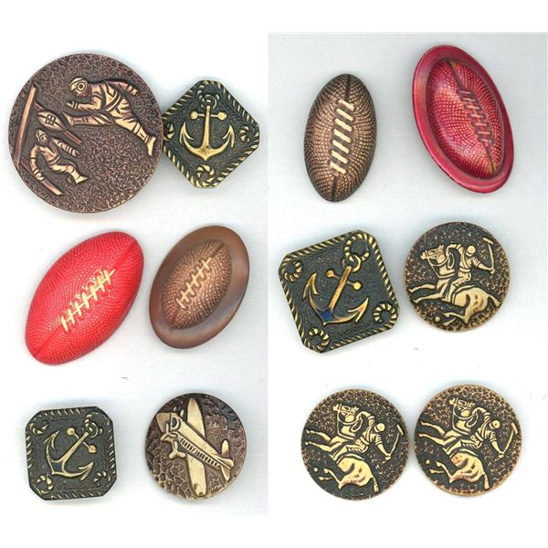 2 SMALL CARDS OF DIVISION 3 PICTORIAL CELLULOID BUTTONS