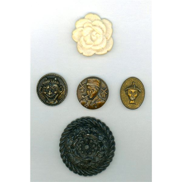 A SMALL CARD OF DIVISION THREE PLASTIC BUTTONS