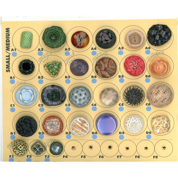 A PARTIAL CARD OF DIVISION THREE COUTURE STUDIO BUTTON