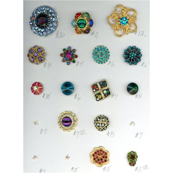 2 CARDS OF DIVISION THREE "GLITZ" BUTTONS