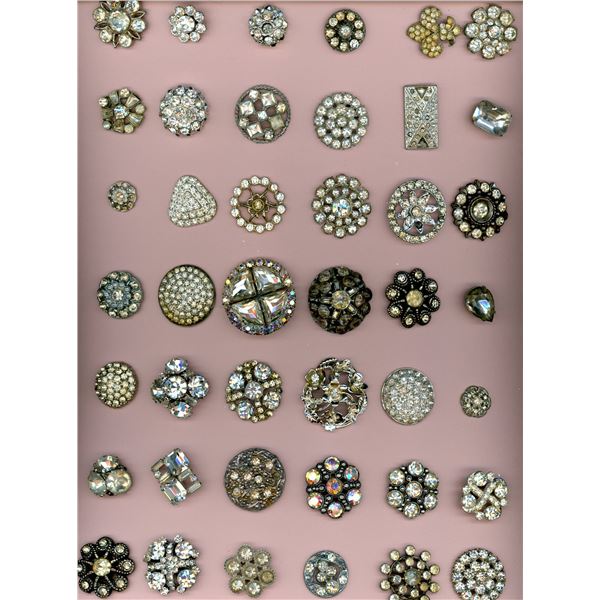 A CARD OF DIVISION ONE AND THREE "GLITZ" BUTTONS