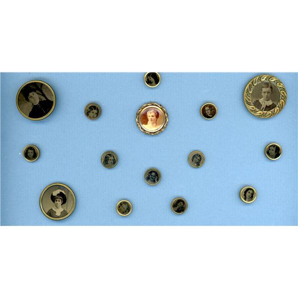 A PARTIAL CARD OF DIVISION 1 PHOTOGRAPHIC BUTTONS